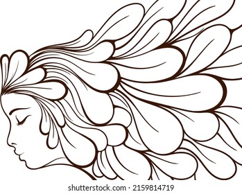 face illustration drawing with line-art on a white background.