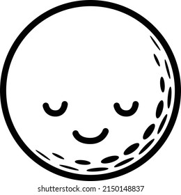 It is a face illustration of a golf ball nodding with a smile.