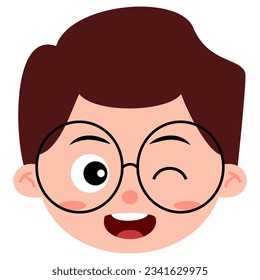 Face Illustration of Happy Little Boy