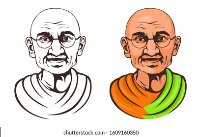 Face illustration Mahatma Gandhi Jayanti Indian freedom fighter. 2nd october. national holiday for happy Gandhi Jayanti Vector illustration