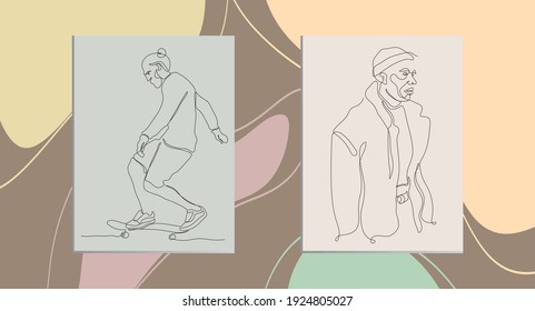 Face Illustration Man Face On One line , One Line Art ,vector , Illustration,Sketch best for wall Decoration, room decoration ,  card , clothing, digital printing 