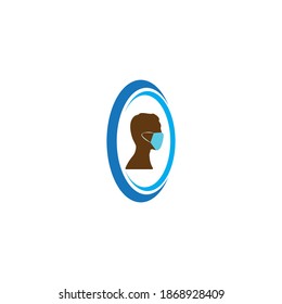 
face illustration of a person using a health mask, vector