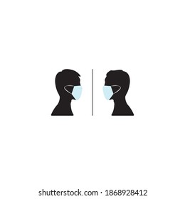 
face illustration of a person using a health mask, vector