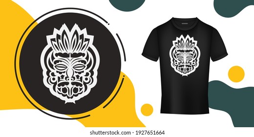 The face of an Indian in the form of Maori patterns. Outline for T-shirts, cups, flags, phone cases and prints. Vector