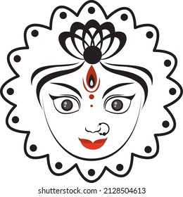 Face of Indian goddess on white background illustration