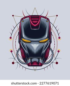 Diseño del logo de Mecha de hierro facial