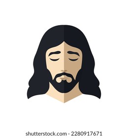 face of Jesus Christ, flat design isolated. Vector illustration