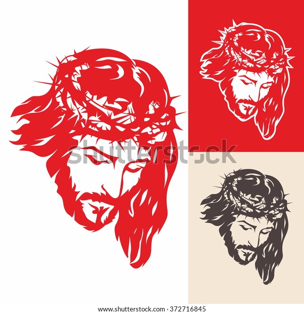 Face Jesus Christ Hand Drawn Stock Vector (Royalty Free) 372716845