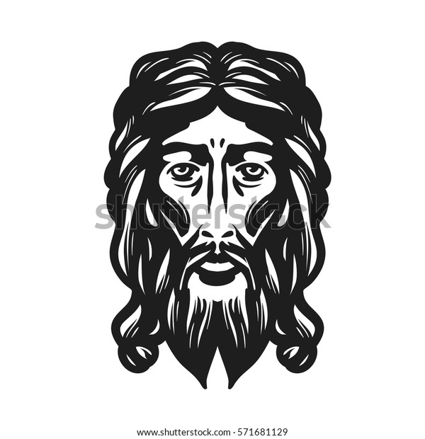 Face Jesus Isolated On White Background Stock Vector (Royalty Free ...