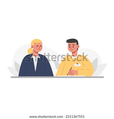 Face to face job interview. Individual conversation with employer. Candidate talks about his experience and preferences. Headhunter is looking for new specialist. Dialogue with HR