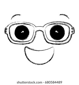 face kawaii with glasses character