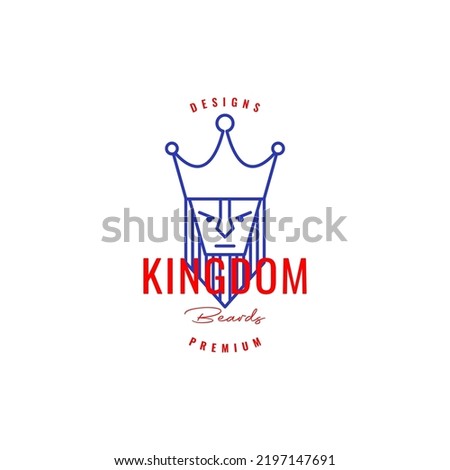 face king crown with beard vintage logo design