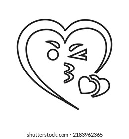 Face, kiss, wink outline icon. Line art vector.