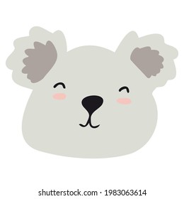 The face of the koala is gray. Koala for the design of the children's room, banners, postcards.