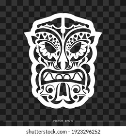 The face of a leader or tribal warrior from patterns. The contour of the face or mask of a warrior. For T-shirts and prints. Vector 
