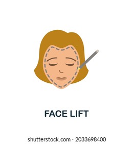 Face Lift Flat Icon. Colored Sign From Plastic Surgery Collection. Creative Face Lift Icon Illustration For Web Design, Infographics And More