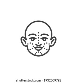 Face lift surgery line icon. linear style sign for mobile concept and web design. Face plastic surgery outline vector icon. Symbol, logo illustration. Vector graphics