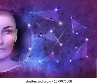 Face lifting abstract bright design concept, muscles structure, detailed anatomy