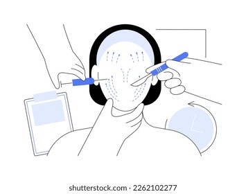 Face lifting abstract concept vector illustration. Rhytidectomy procedure, facelift surgery, face lifting service, non surgical anti age treatment, facial skin rejuvenation abstract metaphor.