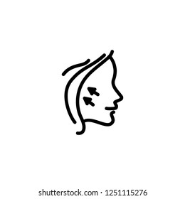 Face lifting line icon. Arrow, wrinkles, rejuvenation. Cosmetology concept. Vector illustration can be used for topics like anti-aging, plastic surgery, beauty treatment