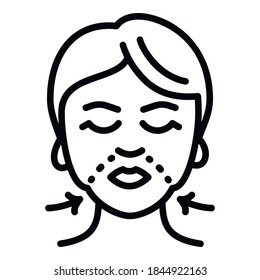 Face lifting treatment icon. Outline face lifting treatment vector icon for web design isolated on white background