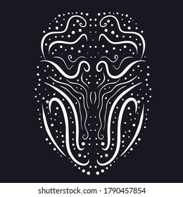 a face like pattern of stars and lines