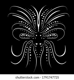 a face like pattern of stars and lines