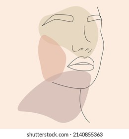 The face is a line. Abstract minimalistic female face icon, logo. A woman's face.