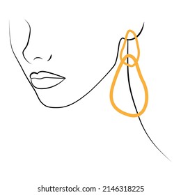 The face is a line. Abstract minimalistic female face icon, logo. A woman's face. Profile