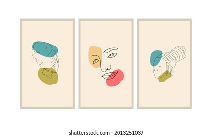 Face Line Art Abstract Minimalist for wall decoration, posters, brochures and others