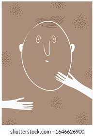 Línea facial, dibujo artístico de rostros, concepto de moda, ilustración vectorial para t-pantalones, diseño de slogan estilo gráfico impreso