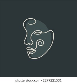 face line art drawing vector