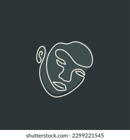 face line art drawing vector