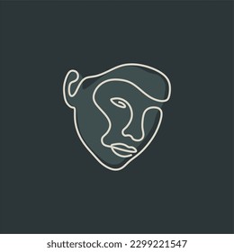 face line art drawing vector