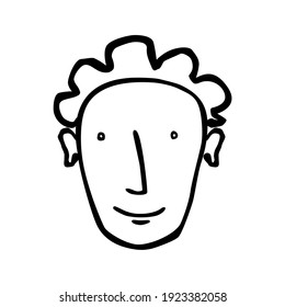Face Line Art. Figurative Style. Ilustración ingenua. Ilustración vectorial  