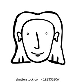 Face Line Art. Figurative Style. Naive Illustration. Vector Illustration  