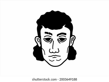 Malerei mit Gesichtslinien, monochrome, schwarz-weißer Vektorgrafik 