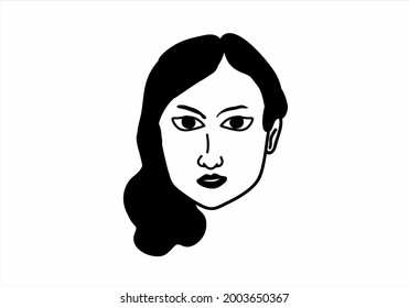 face line art, monochrome, black and white illustration vector collection 