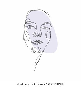 Arte de la línea facial. Esbozo vectorial con cara. Ilustración vectorial. Retrato contemporáneo