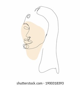 Face line art. Face painting. Vector sketch with face. Vector Illustration. Contemporary portrait