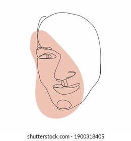 Face line art. Face painting. Vector sketch with face. Vector Illustration. Contemporary portrait