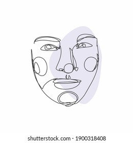 Arte de la línea facial. Esbozo vectorial con cara. Ilustración vectorial. Retrato contemporáneo
