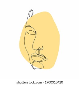 Face line art. Face painting. Vector sketch with face. Vector Illustration. Contemporary portrait