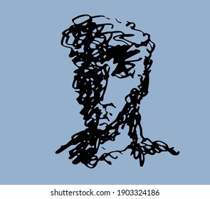 Face line art, portrait of a man with a beard, a sailor