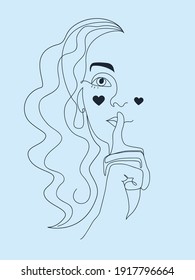 Dibujo de la línea facial. Ilustración vectorial. Resumen del retrato de la cara moderna. Retrato femenino minimalista. Línea continua. Diseño de moda para slogan, diseño, impresión, web.