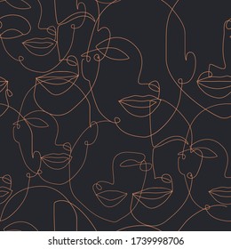 face line art vector seamless repeat pattern perfect for fabrics,home decor and blog backgrounds, Print and packaging or home decor products