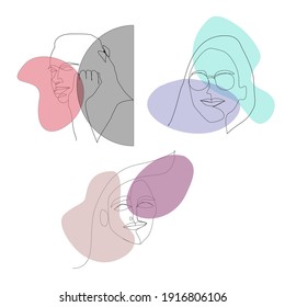 Fondo blanco de arte de la línea de la cara 