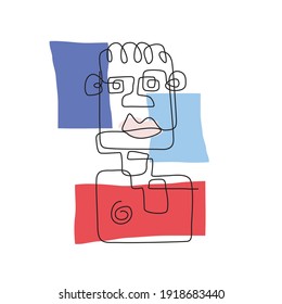face line art_face painting surreal abstract business man with rectangle shape