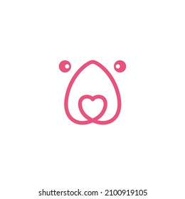 face line bear with love logo symbol icon vector graphic design illustration idea creative 