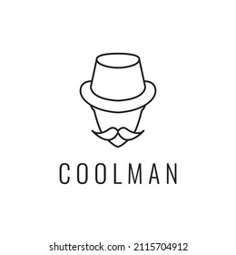 coole Mann mit Hut und Schnurrbart Logo-Design, Vektorsymbol-Symbol-Abbildung